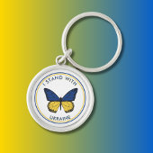 Ich stehe mit der Ukraine auf, die Schmetterlingsd Schlüsselanhänger