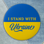 Ich stehe mit der Ukraine blau-gelbe Flagge Ukrani Button