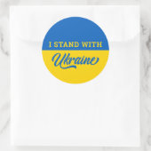 Ich stehe mit der Ukraine blau-gelbe Flagge Ukrani Runder Aufkleber (Tasche)