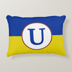 Ich stehe mit der Ukraine blaugelbe Flagge Monogra Dekokissen