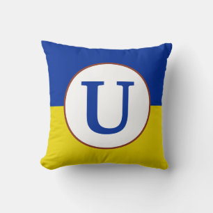 Ich stehe mit der Ukraine blaugelbe Flagge Monogra Kissen