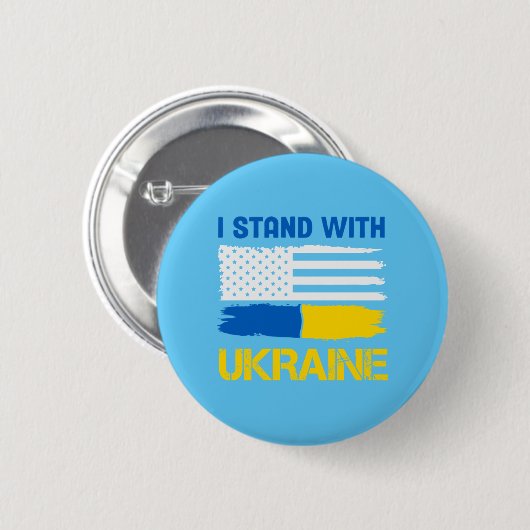 Ich stehe mit der Ukraine Button (Vorne & Hinten)