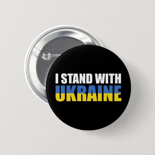 Ich stehe mit der Ukraine Button (Vorne & Hinten)