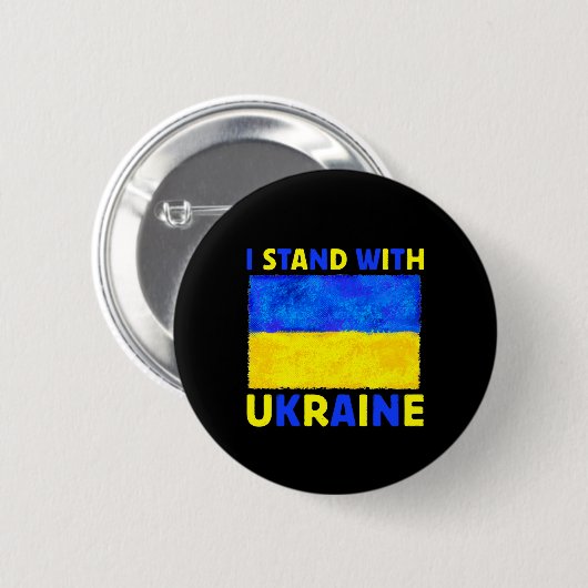 Ich stehe mit der Ukraine Button (Vorne & Hinten)