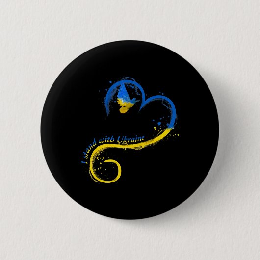 Ich stehe mit der Ukraine Dog Flag friedliche Ukra Button (Vorderseite)