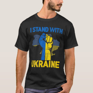 Ich stehe mit der Ukraine Flag Emblem Map Patriot T-Shirt
