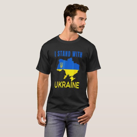 Ich stehe mit der Ukraine Flag Emblem Map Patriot T-Shirt (Vorne ganz)