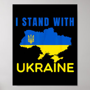 Ich stehe mit der Ukraine-Flagge-Emblem-Karte Patr Poster