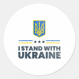 Ich stehe mit der Ukraine-Flagge - Ukrainische Fla Runder Aufkleber