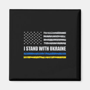 Ich stehe mit der Ukraine-Flagge USA Unterstützung Magnet