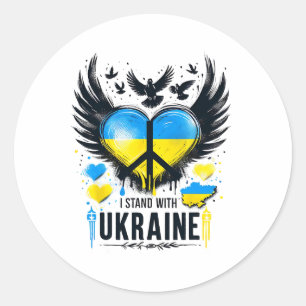 Ich stehe mit der Ukraine Frieden Ukrainische Flag Runder Aufkleber