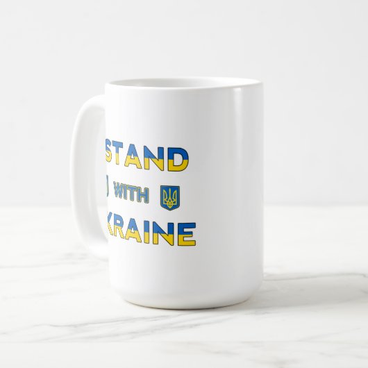 Ich stehe mit der Ukraine Kaffeetasse (Vorderseite Links)