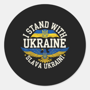Ich stehe mit der Ukraine Slava Ukraini Ehre der U Runder Aufkleber