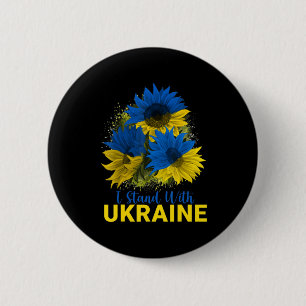 Ich stehe mit der Ukraine Sonnenblumenflagge, frie Button