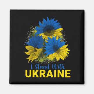 Ich stehe mit der Ukraine Sonnenblumenflagge, frie Magnet