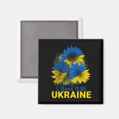 Ich stehe mit der Ukraine Sonnenblumenflagge, frie Magnet (Vorderseite/Rückseite)