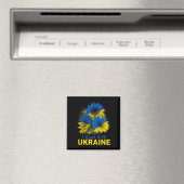 Ich stehe mit der Ukraine Sonnenblumenflagge, frie Magnet (In Situ (Geschirrspüler))