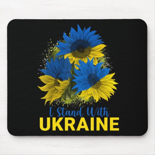Ich stehe mit der Ukraine Sonnenblumenflagge, frie Mousepad (Vorne)