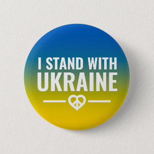 Ich stehe mit der Ukraine - Symbol für Herzfrieden Button