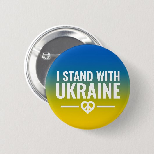 Ich stehe mit der Ukraine - Symbol für Herzfrieden Button (Vorne & Hinten)