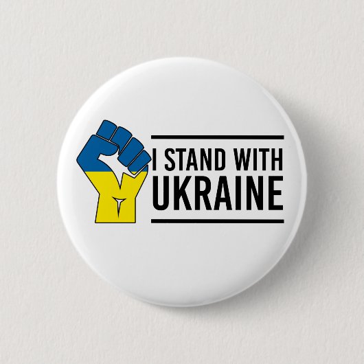 Ich stehe mit der Ukraine | Ukraine Flag Hand Flag Button (Vorderseite)