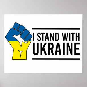 Ich stehe mit der Ukraine   Ukraine Flag Hand Flag Poster