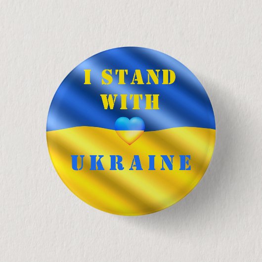 Ich stehe mit der Ukraine - Unterstützung der Fahn Button (Vorderseite)
