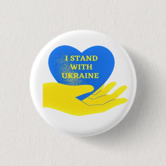 Ich stehe mit der Ukraine - Unterstützung - Herz - Button (Vorderseite)