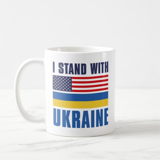 Ich stehe mit der Ukraine USA Kaffeetasse (Links)