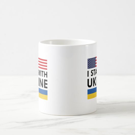 Ich stehe mit der Ukraine USA Kaffeetasse (Mittel)