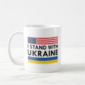 Ich stehe mit der Ukraine USA Kaffeetasse (Links)