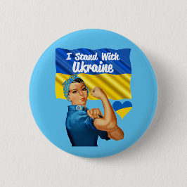 Ich stehe mit der Ukraine Vintagen Rosie Flag Herz Button