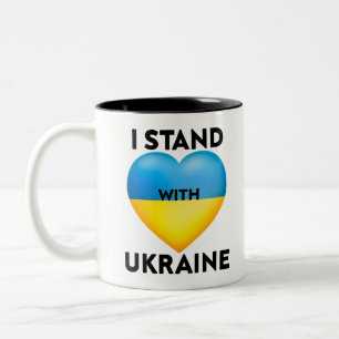 Ich stehe mit der Ukraine, wir unterstützen die U Zweifarbige Tasse