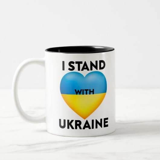 Ich stehe mit der Ukraine, wir unterstützen die Uk Zweifarbige Tasse (Links)