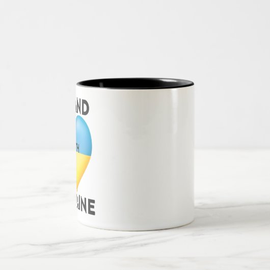 Ich stehe mit der Ukraine, wir unterstützen die Uk Zweifarbige Tasse (Mittel)