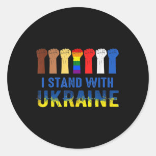 Ich stehe mit der Ukraine zusammen gegen Putin den Runder Aufkleber