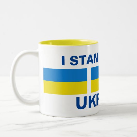 ICH STEHE MIT DER UKRAINE ZWEIFARBIGE TASSE (Links)
