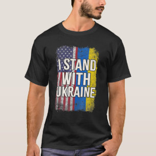 Ich stehe mit der ukrainischen amerikanischen Flag T-Shirt