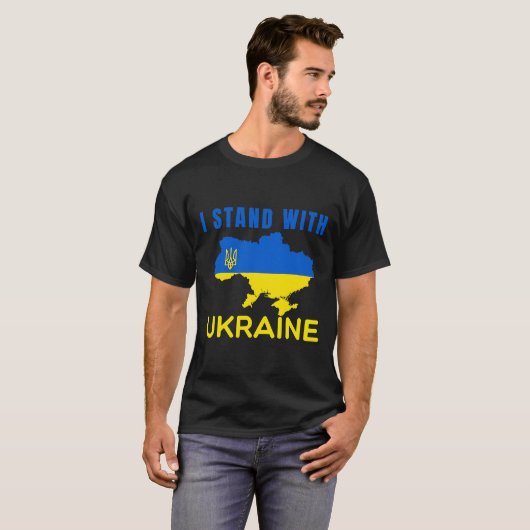 Ich stehe mit der ukrainischen Emblemkarte T-Shirt (Vorne ganz)