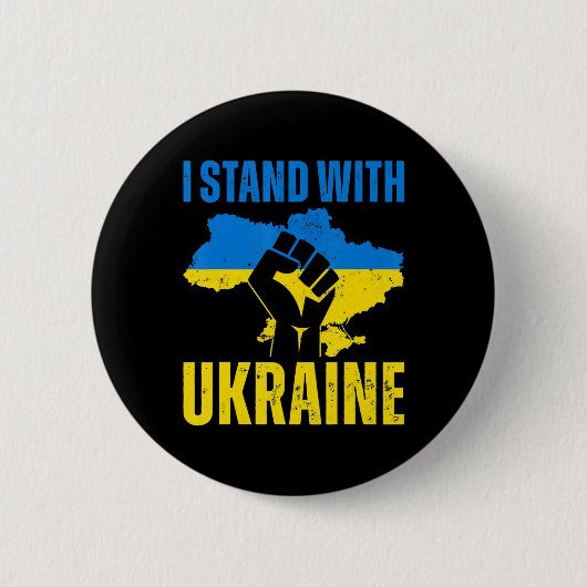 Ich stehe mit der ukrainischen Fahne auf dem Höhep Button (Vorderseite)