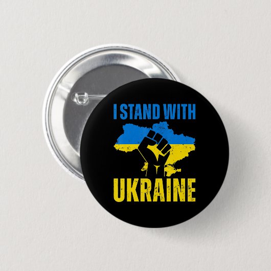 Ich stehe mit der ukrainischen Fahne auf dem Höhep Button (Vorne & Hinten)