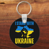 Ich stehe mit der ukrainischen Fahne auf dem Höhep Schlüsselanhänger (Vorderseite)