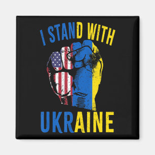 Ich stehe mit der ukrainischen Fahne der amerikani Magnet