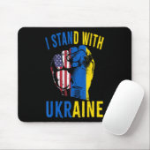 Ich stehe mit der ukrainischen Fahne der amerikani Mousepad (Mit Mouse)