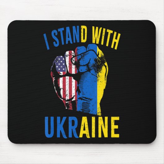 Ich stehe mit der ukrainischen Fahne der amerikani Mousepad (Vorne)