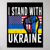 Ich stehe mit der ukrainischen Fahne der amerikani Poster (Vorne)