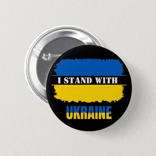 Ich stehe mit der ukrainischen Fahne einer gestört Button (Vorne & Hinten)