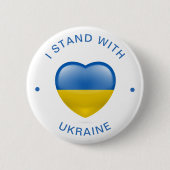Ich stehe mit der ukrainischen Fahne Liebe Herz Button (Vorderseite)