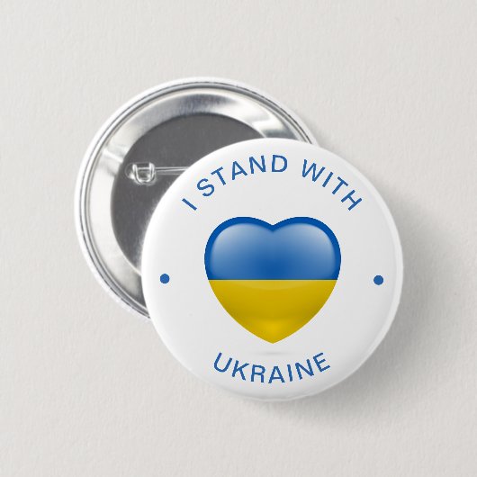 Ich stehe mit der ukrainischen Fahne Liebe Herz Button (Vorne & Hinten)