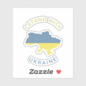 Ich stehe mit der ukrainischen Flag Map-Unterstütz Aufkleber (Blatt)